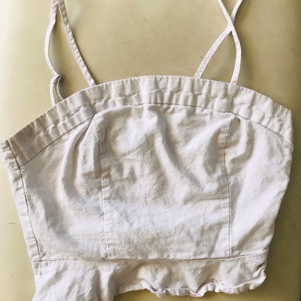 White Structured Crop Top W/ Soft Button Closures
